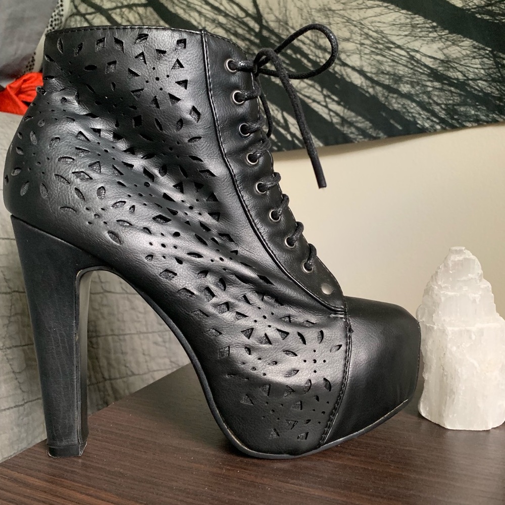 Faux Leather Lita Lace Up Booties